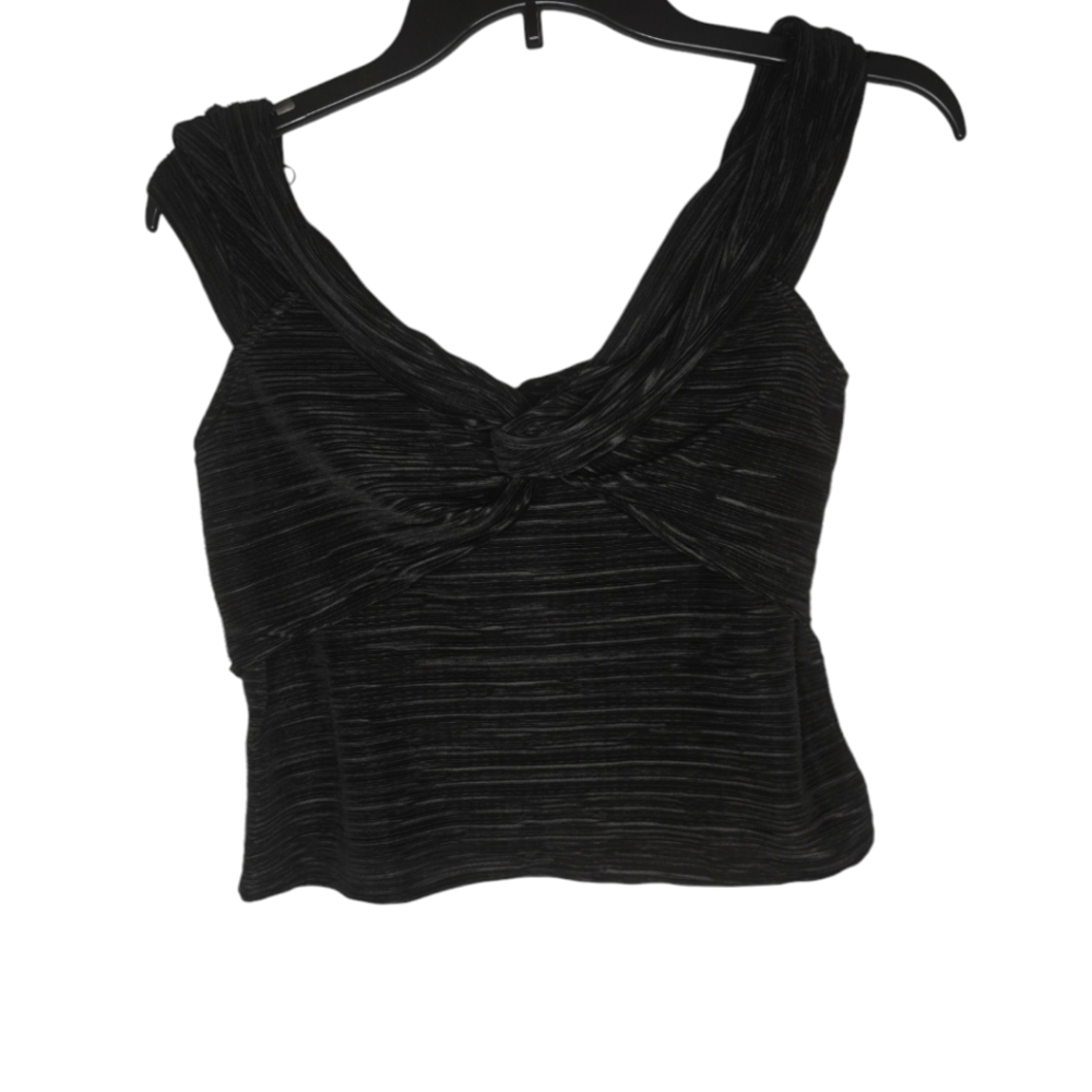 NWT Express Sexy Black Ruched Sleek Crop Top With Front Twist Design Size Medium